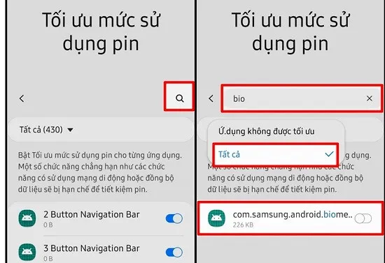 Tắt ứng dụng Bio